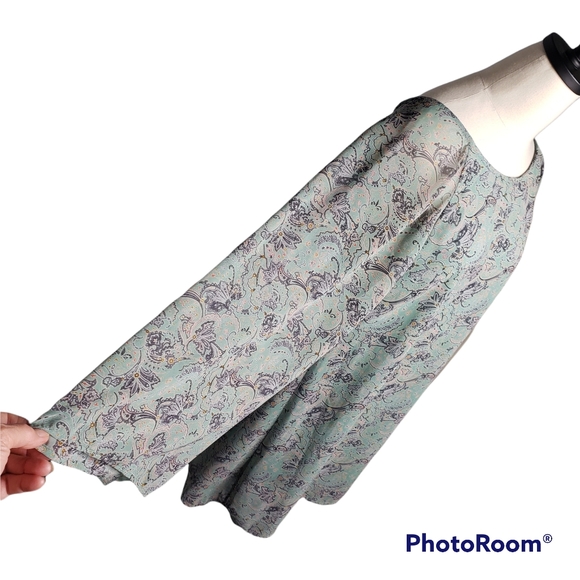 Altar'd State wide sheer raglan sleeve shift fleur-de-lis Spring print dress M - Picture 5 of 7